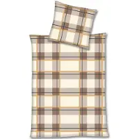 Etérea Himmlische Qualität Magita Microfaser Bettwäsche Braun Weiß Kariert Reißverschluss Bettbezug Kissenbezug Bettgarnitur Bettwäsche-Set Bettzeug 135x200 cm