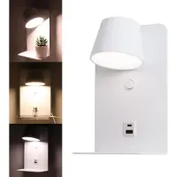 Alpinaluz 6 W verstellbare LED-Wandleuchte mit Schalter und Aufladen über USB und Typ C, 3000 K – 4000 K – 6000 K, Osram-Chips, weißer KEGU-Treiber