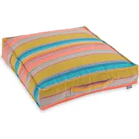 Hock Sitzkissen H.O.C.K. "Yucatan", bunt (mais, salmon, gestreift), B:50cm H:10cm L:50cm, Kunstfaser, Dekokissen_Sitzkissen_Kissenhüllen, Sitzkissen, mit bunten Streifen