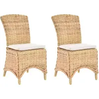 Krines Home 2er Set Esszimmersessel Rattan Esszimmerstuhl Rattanstuhl Korbstuhl Esszimmer Stuhl (Natur Hell)