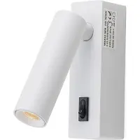 Alpinaluz 2 W 3000 K einstellbare LED-Nachttisch-Wandleuchte, aus weißem Aluminium mit einem „PISA“-Druckknopfschalter, Aufputzmontage.