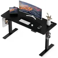 HOMAVO Schreibtisch 140 x 70 cm, 18 mm Tischplatte, Höhenverstellbarer Schreibtisch Elektrisch, Memory- & Antikollisionssystem, USB/Typ-C mit Schnellladung