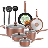 Nutrichef Kochtopf Set 13-teilig – Antihaft Topfset & Pfannenset mit Deckeln – für Gas-, Elektro- & Keramikkochfelder, PFOA-frei–Aluminium Pfannen Set