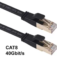 SOONTEC 3m CAT 8 LAN Kabel Super Fast Netzwerkkabel Patchkabel Internetkabel flach RJ45 Stecker 40Gbps 2000 MHz - Schwarz