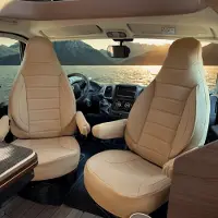 Auto Interieur Meester Autositzbezüge für Sitzbezüge für Fiat Ducato Wohnmobil | Mit Armlehnen-Bezügen | CBS | Beige