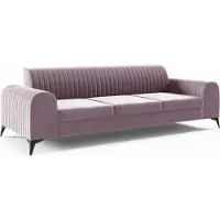 LIKMA Schmutziges Rosa 3 Sitzer Samt Sofa Elsa 234x77x93 cm 3-er Couchgarnitur Hydrophobe Beschichtung Velvet Moderne Wohnzimmer Couch Velours Glamour Design Stoff Fresh 09