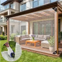 Rosikey 2x2m Transparent Plane mit Ösen 130g/m² Wasserdichte Abdeckplane Gartenplane Gewebeplane Wetterfeste PE-Plane Für Balkon Pavillon Gartenmöbel Pflanzen Gewächshaus