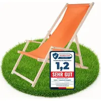 Melko Strandstuhl Armlehnen Holz klappbar Garten Sonnenliege Faltstuhl - Orange