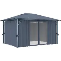 Syfax Pavillon mit Vorhängen 400×300 cm Anthrazit Aluminium