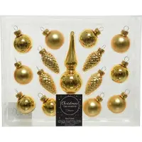 Décoris Abbildung gl mini Spitze Licht gold 15pcs Weihnachten Kugel hangdeco Weihnachten (geel)