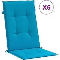 Syfax Gartenstuhlauflagen für Hochlehner 6 Stk. Blau 120x50x3cm Stoff