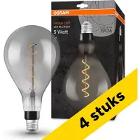 Osram 4 x Vintage 1906 LED Spiral Filament Leuchtmittel Birnenform A160 5W = 12W E27 Rauchglas 110lm extra warmweiß 1800K