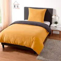 Heimtexland Teddy Flanell Wende Bettwäsche Set I Winter Bettbezug I kuschelig weich und warm I Kopfkissen 80x80 I Bettdecke 135x200 I Cashmere Touch Geschenkidee Weihnachten Typ751 Curry
