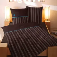 Etérea Himmlische Qualität Magita Satin Bettwäsche Braun Linien Türkis 100% Baumwolle Reißverschluss Bettbezug Kissenbezug Bettgarnitur Bettwäsche-Set 200x200 cm