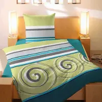 Etérea Himmlische Qualität Magita Satin Bettwäsche Grün Streifen Struktur 100% Baumwolle Reißverschluss Bettbezug Kissenbezug Bettgarnitur Bettwäsche-Set 200x200 cm
