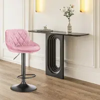 StarTech.com Barhocker - 2er Set - Samtbezug - Höhenverstellbar - Drehbar - Fußstütze - Metallgestell - Rosa
