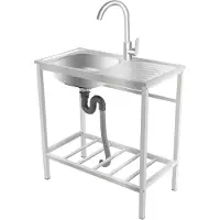 OEM Küchenspüle, Einzelbecken, 360° drehbarer Wasserhahn, Silber