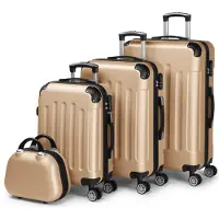 Alightup Gepäcksets 4 Teilig Kofferset mit Beautycase ABS Koffer Trolleys Hartschalenkoffer Reisekoffer mit 4 Rollen, Kofferset-XL-L-M-Kosmetikkoffer