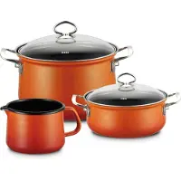 Riess Nouvelle Starter Set 3 teilig mit Glasdeckel Emaille Corall