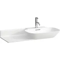 Laufen INO Waschtisch, 1 Hahnloch, mit Überlauf, Keramikablage links, 900x450mm, H8133010001041, Farbe: Weiß