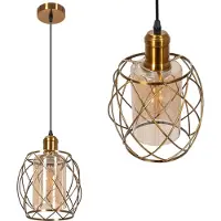 Toolight Pendellampe App1129-1Cp Gold Metall E27 1-Punkt Licht