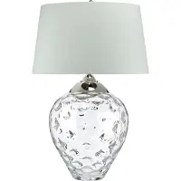 Quintiesse Tischlampe Samara, Ø 51 cm, klar, Stoff, Glas, 2-flammig
