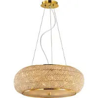 Ideal Lux Hängelampe Pasha, goldfarben/klar, Ø 55 cm, Glas