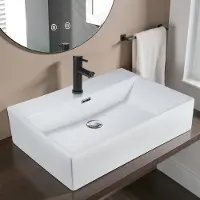 ZMH Hängewaschbecken 51 × 42 × 15 cm Keramik Waschbecken rechteckig Aufsatzwaschbecken mit hahnloch Hängewaschtisch für Bad Gäste WC Waschtisch
