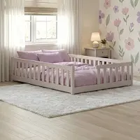 KIDS Collection Kinderbett Bodenbett mit Rausfallschutz & Lattenrost Montessori Bett Bed Gitterbett Kinder Jugendbett Einzelbett | 120x200 cm | Kaschmir