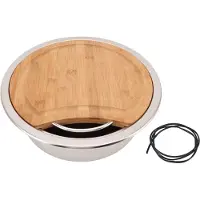 Gistuch 360x120 mm/14.17x4.72in RV 304 Edelstahl Spülbecken Roundhand -Waschbecken mit Bambushackelblock für Boot