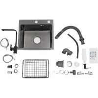 OEM Küchenspüle, Einzelbecken, Komplettinstallationsset, Dunkelgrau