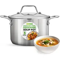 Nutrichef Edelstahl Kochtopf, 3L - Ø 20 cm Suppentopf Induktion mit Glasdeckel, für alle Herdarten Geeignet, Ergonomisch
