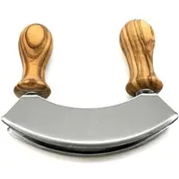 Olivenholz-Erleben Wiegemesser "DESIGN mit gedrechselten Griffen aus Olivenholz", braun, Edelstahl, Kochmesser, Wiegemesser, Doppelklinge aus Edelstahl, gedrechselte Griffe, angenehme Haptik