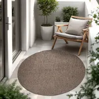 Paco Home In- & Outdoor Teppich Flachgewebe einfarbig modern wetterfest für Terrasse Küche 120 cm rund