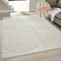 Otto Home Teppich "Jonne, Boho-Design, Scandi, Designteppich", creme, B:140cm H:20mm L:200cm, Kunstfaser, Teppiche, Teppich, Hoch-Tief, 3D Optik, skandinavischer Stil, Wohnzimmer, Schlafzimmer