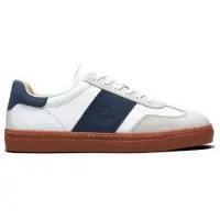 Timberland für Herren. TB0A43GGAFY1 Lisbon Street Weiß, blaue Leder-Turnschuhe (39.5), Wohnung, Schnürsenkel, Lässig