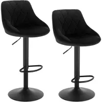 Woltu Barhocker 2er Set, Barstuhl, Gute gepolsterte Sitzfläche aus Samt, Höhenverstellbar, 360° Drehbar, Schwarz