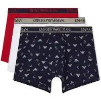 Emporio Armani für Herren. EM000371_AF20669 Set 3 Boxershorts navy, rot, weißes Band (L), Heimtextilien, Baumwolle, Marine