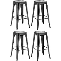 CLP 4er Set Barhocker Joshua I Stapelbare Tresenhocker aus Metall I Barstühle mit Fußstützen I Sitzhöhe 76 cm I Stapelhocker, Farbe: schwarz