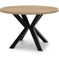 Dekori.Interiors Ausziehbarer runder Esstisch Schwarz RAL 100/200 cm, Eiche Sonoma mit massiven Buchenholzbeinen – Loft, rustikal