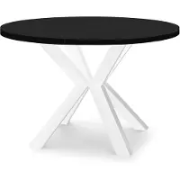 Dekori.Interiors Ausziehbarer runder Esstisch Schwarz RAL 90/190 cm mit massiven weißen Buchenholzbeinen – Loft, rustikal
