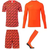 Uhlsport Sportanzug "Torwart-Sets Progressive Kids", Kinder, Gr. 128, rot (fluo rot, schwarz, fluo gel), Obermaterial: 100% Polyester Pol. recyc.., Sportanzüge Sportanzug