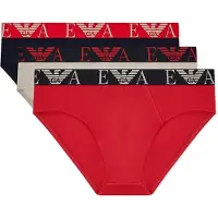 Emporio Armani für Herren. EM000258_AF20668 Set 3 Prest-Slips rot, taupe, marineblau (XXL), Heimtextilien, Baumwolle