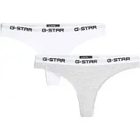 G-Star Tanga "OBSIDIAN, 2 PACK THONGS", Damen, Gr. XXL, 2 Stk., grau (hellweiß, light grau marl), Jersey, Obermaterial: 95% Baumwolle, 5% Elasthan, unifarben, eng, Unterhosen Tanga, mit Logobund