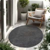 Paco Home In- & Outdoor Teppich Flachgewebe einfarbig modern wetterfest für Terrasse Küche 160 cm rund