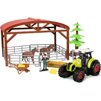 Toi-Toys Pferdestall Spielzeug Set mit Traktor - 14tlg