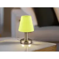 Meine Wunschleuchte LED Tischlampe Silber mit Stoffschirm Grün für Fensterbank - mit Touch dimmbar