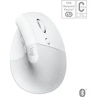 Logitech Lift for Mac, rechts, Vertikale Ausführung, Optisch, RF Wireless + Bluetooth, 4000 DPI, Weiß