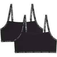 G-Star Bralette "TANZANITE, 2 PACK STRAPPY BRALETTE", Damen, Gr. M, N-Gr, schwarz, Single Jersey, Obermaterial: 95% Baumwolle, 5% Elasthan, unifarben, BHs Bralette, mit verstellbaren Trägern