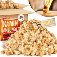 Grillas Anzünder 15 kg Kaminanzünder Holzwolle Grillanzünder Holz Feueranzünder